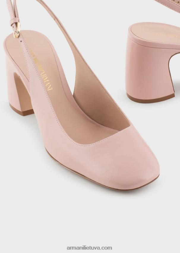 moterys rožinis Armani lakuotos odos slingback lauko batai 02482X519