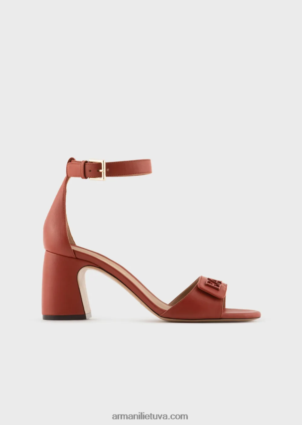 moterys rudas Armani Nappa odos sandalai su kulnais su ea logotipu 02482X514