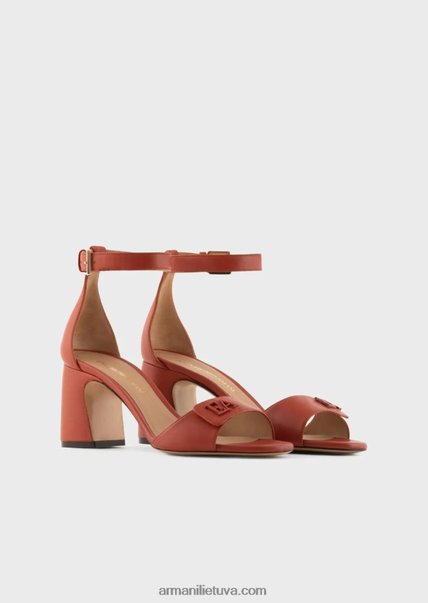 moterys rudas Armani Nappa odos sandalai su kulnais su ea logotipu 02482X514