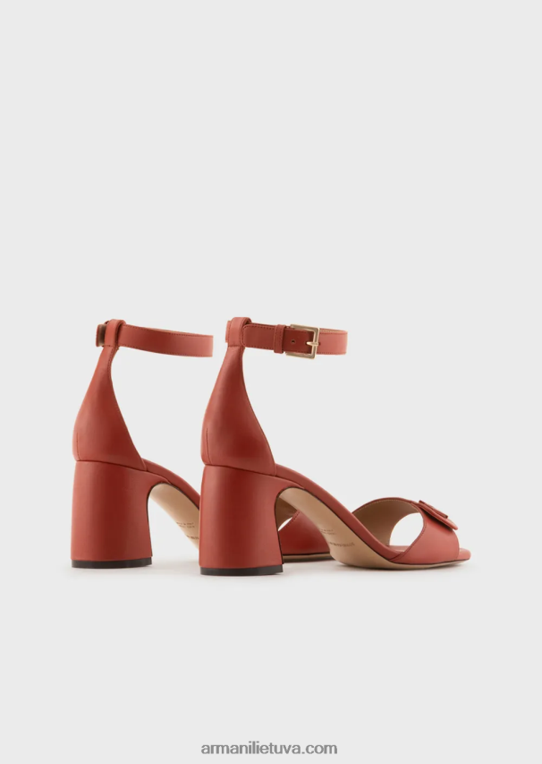 moterys rudas Armani Nappa odos sandalai su kulnais su ea logotipu 02482X514