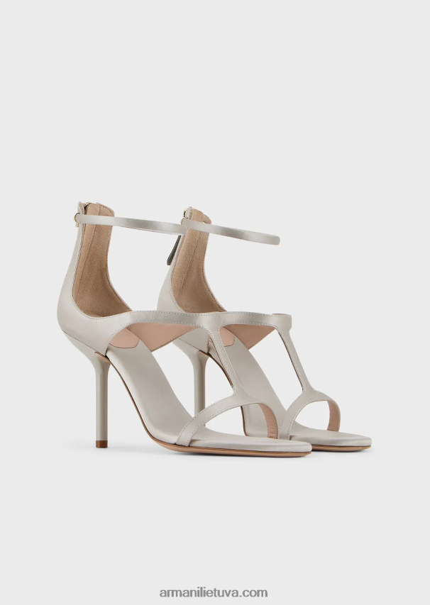 moterys šviesiai pilka Armani satino t-sandalai su aukštakulniais 02482X521