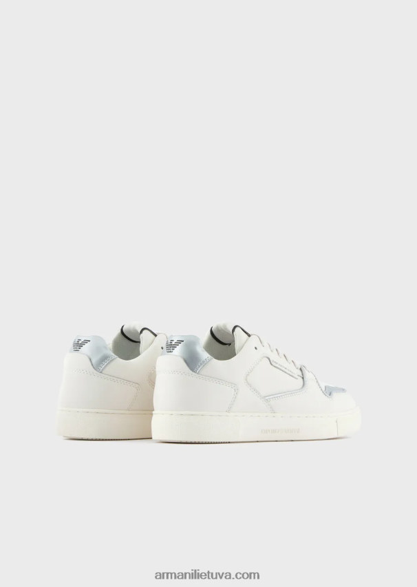 moterys baltas Armani margaspalviai odiniai sportbačiai 02482X547