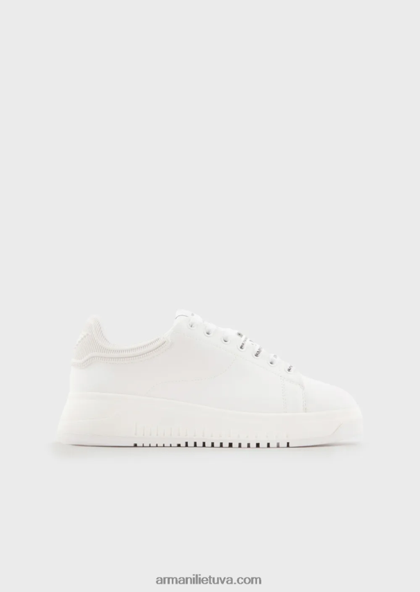 moterys baltas Armani odiniai sportbačiai su guminėmis nugarėlėmis 02482X552