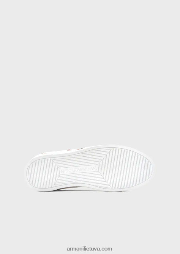 moterys baltas Armani zuikio rašto odiniai sportbačiai 02482X548
