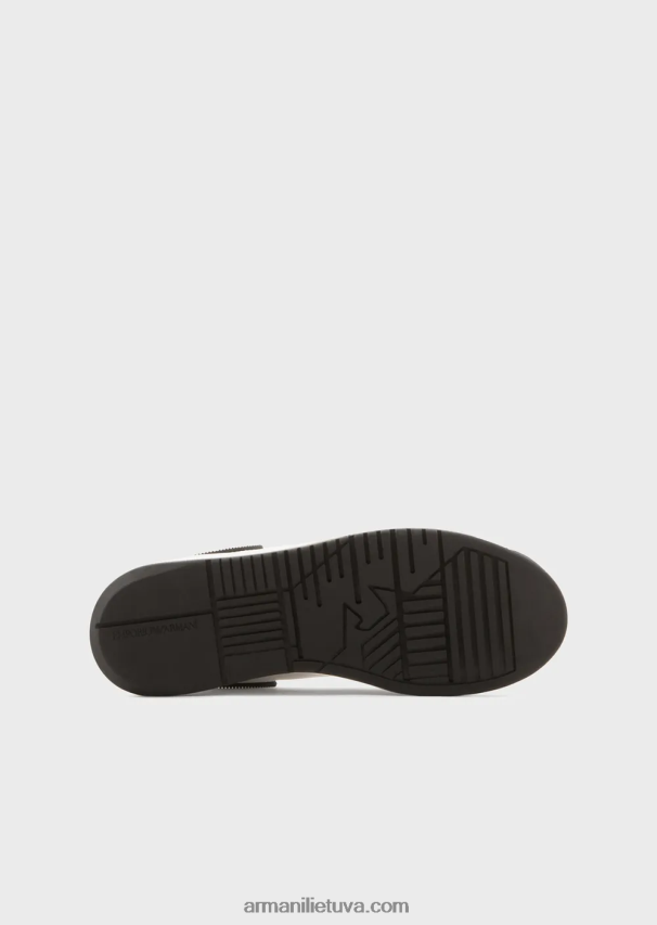 moterys bianco ir nero Armani odiniai sportbačiai su guminėmis nugarėlėmis 02482X553