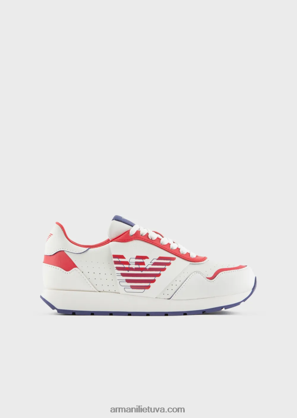 moterys daugiaspalvis Armani odiniai sportbačiai su kontrastingu ereliu 02482X566