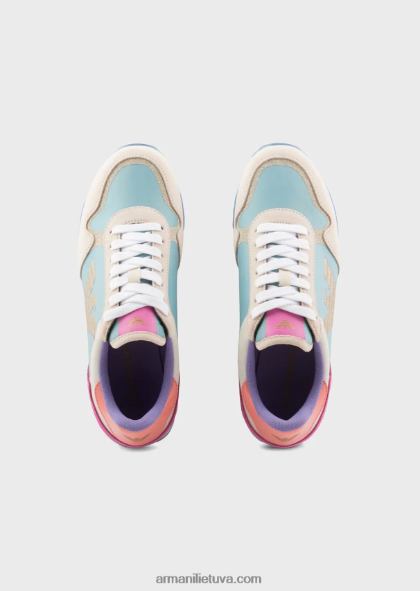 moterys daugiaspalvis Armani zomšiniai ir nailoniniai sportbačiai su per dideliu ereliu 02482X563