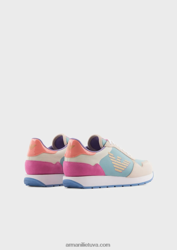 moterys daugiaspalvis Armani zomšiniai ir nailoniniai sportbačiai su per dideliu ereliu 02482X563