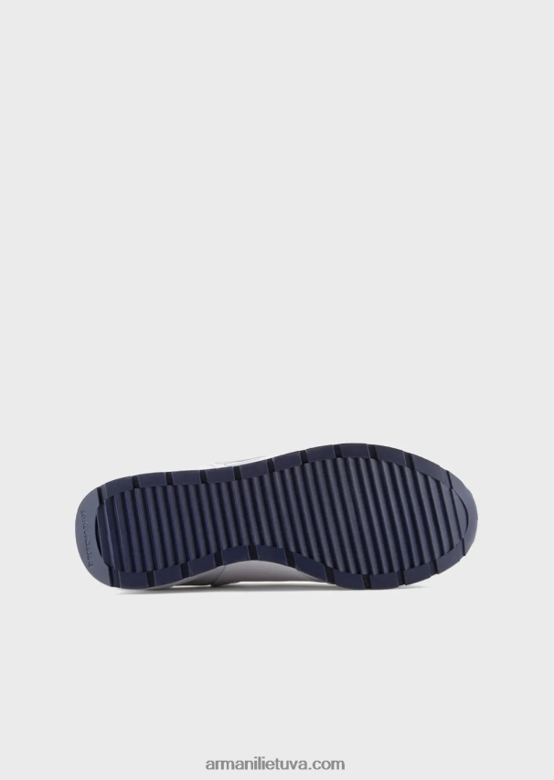 moterys mėlyna Armani odiniai sportbačiai su kontrastingu ereliu 02482X568