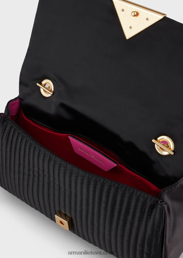 moterys dvispalvis Armani dygsniuotas atlasinis sankabos krepšys su petnešėlėmis 02482X620