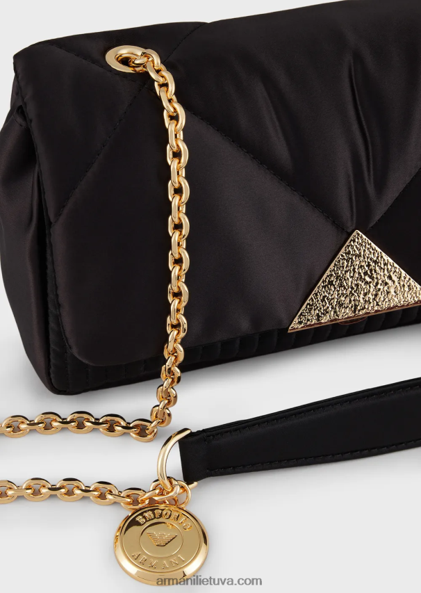 moterys dvispalvis Armani dygsniuotas atlasinis sankabos krepšys su petnešėlėmis 02482X620