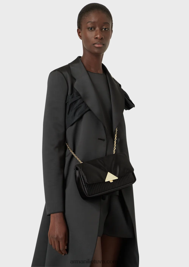 moterys dvispalvis Armani dygsniuotas atlasinis sankabos krepšys su petnešėlėmis 02482X620