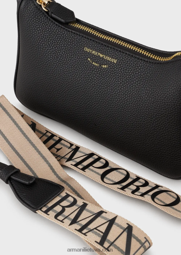 moterys juodas Armani Baguette maišelis su elnio raštu 02482X622