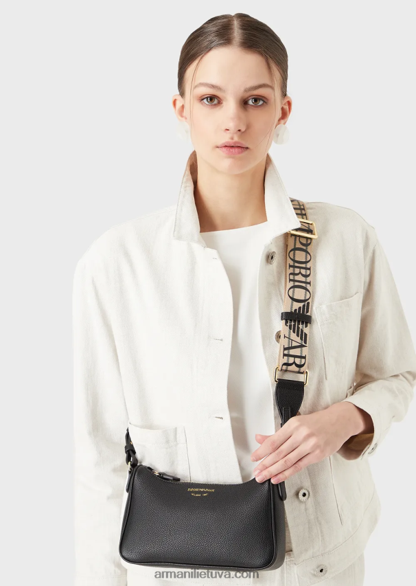 moterys juodas Armani Baguette maišelis su elnio raštu 02482X622