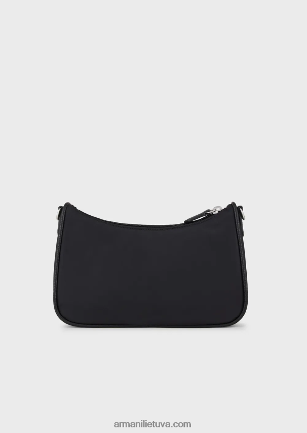 moterys juodas Armani Kelionių reikmenų perdirbtas nailoninis bageto krepšys 02482X591