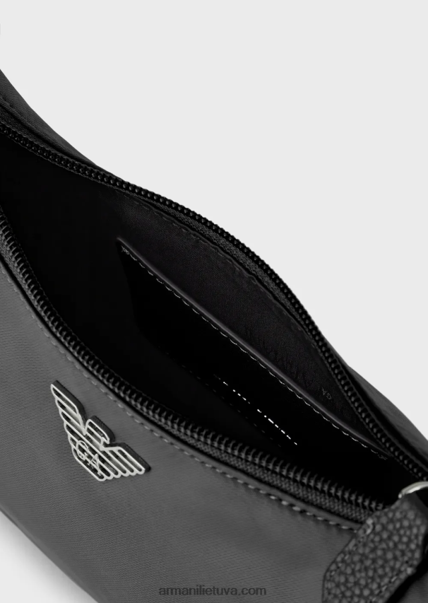 moterys juodas Armani Kelionių reikmenų perdirbtas nailoninis bageto krepšys 02482X591