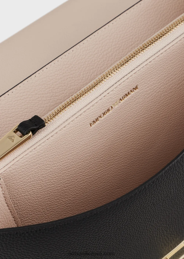 moterys juodas Armani Krepšys ant pečių su elnio rašto atvartu 02482X615