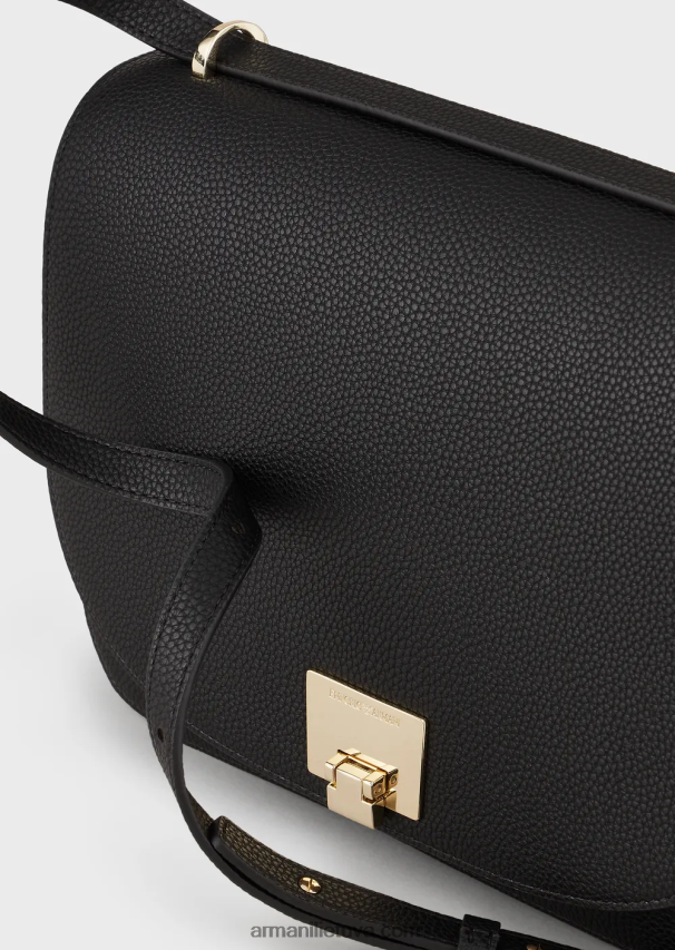 moterys juodas Armani Krepšys ant pečių su elnio rašto atvartu 02482X615