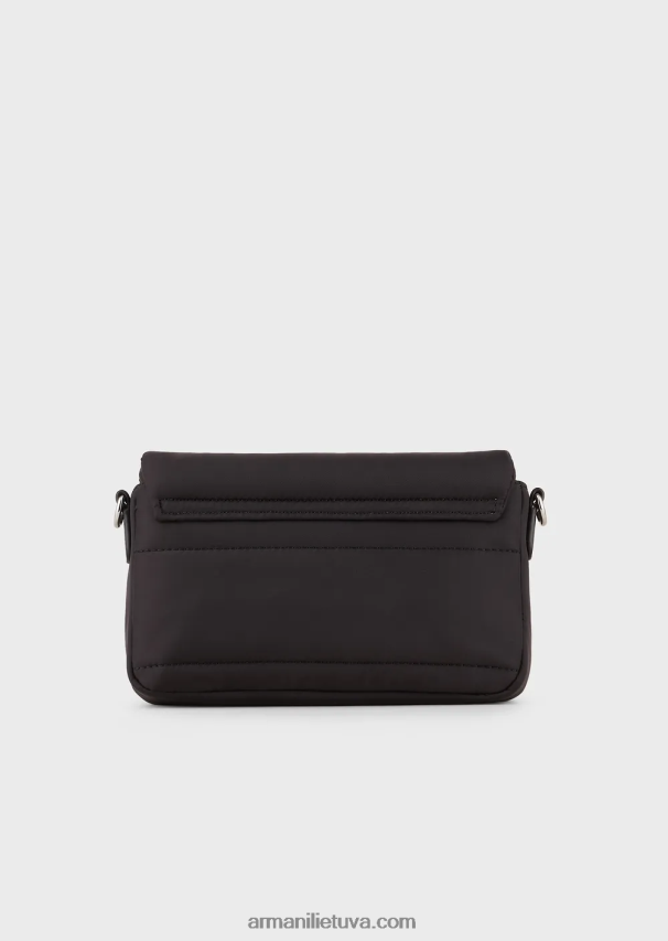 moterys juodas Armani dygsniuotas perdirbto nailono mini maišelis 02482X589