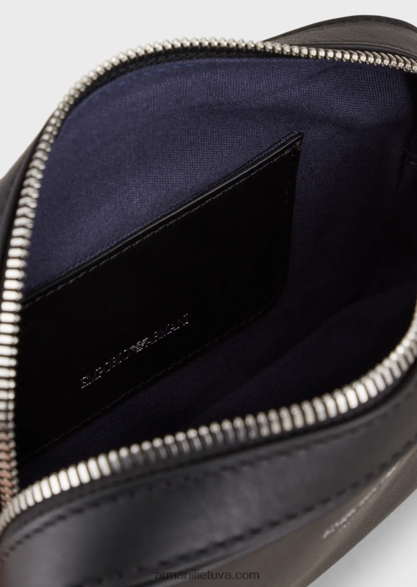 moterys juodas Armani ekologiškos odos fotoaparato dėklas su petnešėlėmis 02482X628