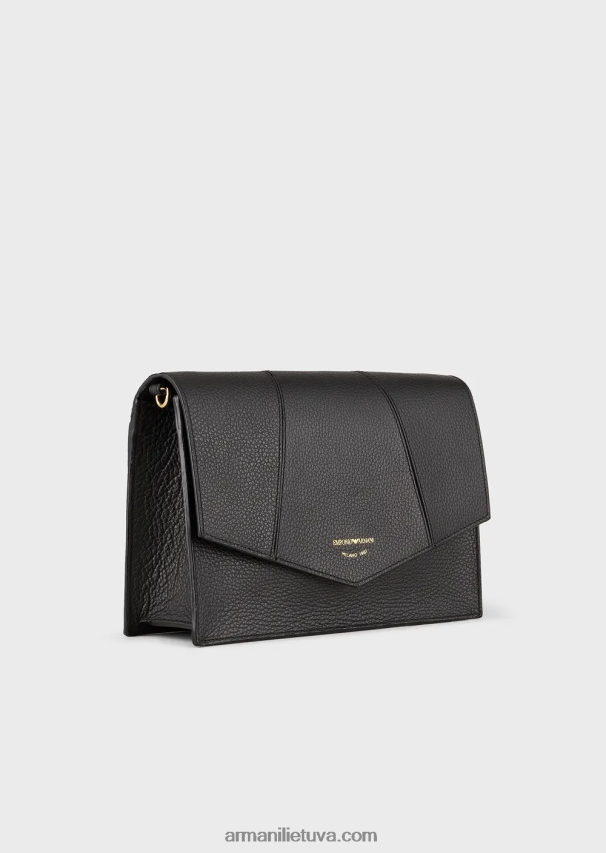 moterys juodas Armani elnio oda marginta odinė pečių krepšys su kortelių laikikliu 02482X610