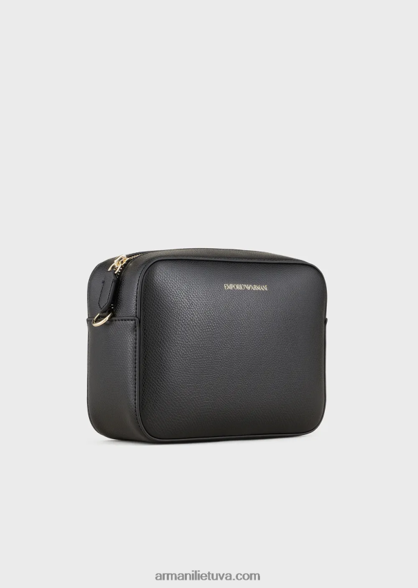 moterys juodas logotipas Armani palmellato odos apdaila fotoaparato dėklas su petnešėlėmis 02482X629