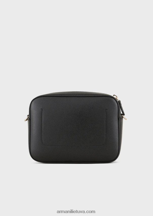 moterys juodas logotipas Armani palmellato odos apdaila fotoaparato dėklas su petnešėlėmis 02482X629