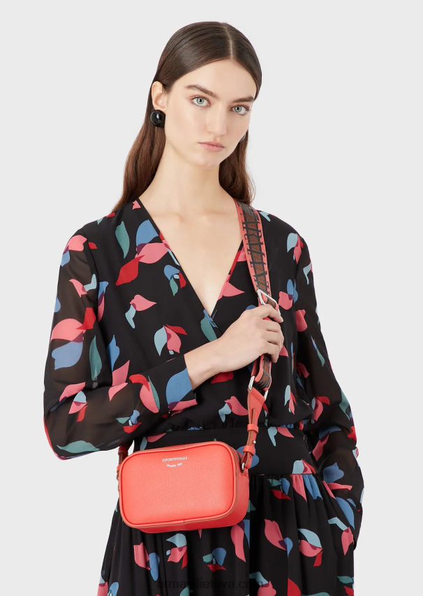 moterys oranžinė Armani elnio atspaudo fotoaparato dėklas su peties dirželiu 02482X582