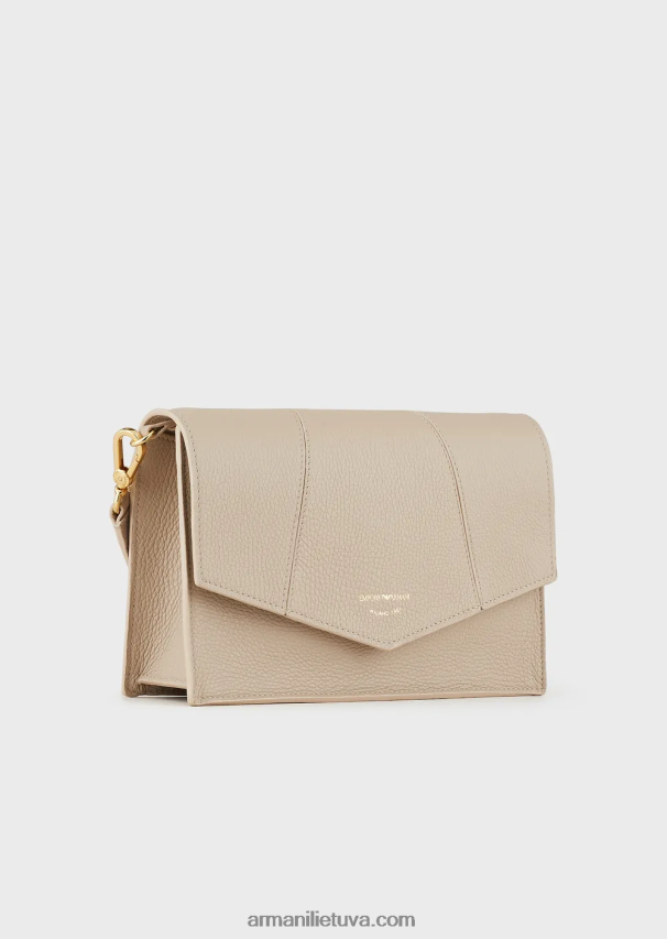 moterys smėlio spalvos Armani elnio oda marginta odinė pečių krepšys su kortelių laikikliu 02482X611