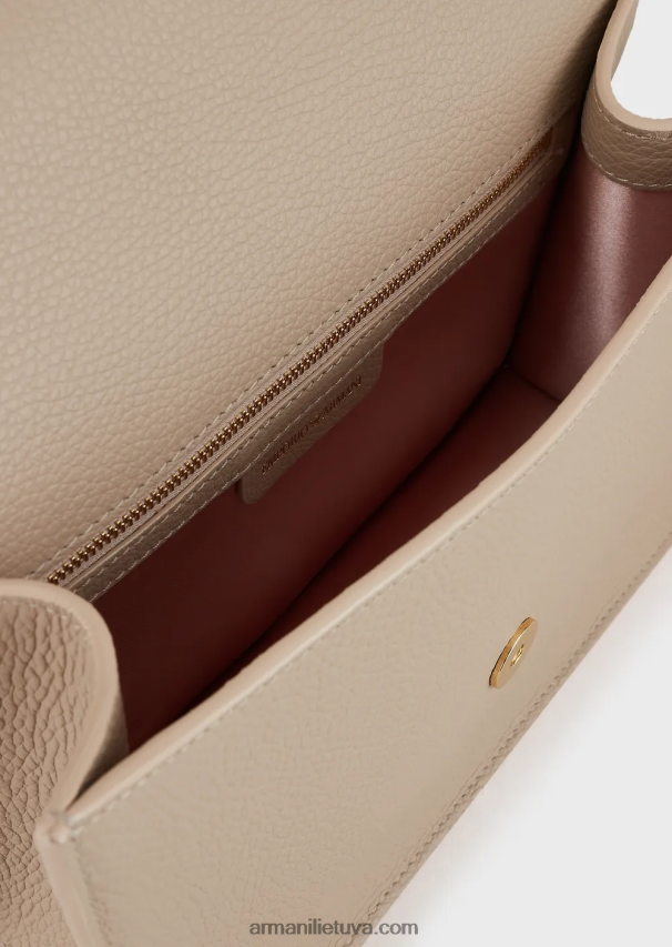 moterys smėlio spalvos Armani elnio oda marginta odinė pečių krepšys su kortelių laikikliu 02482X611