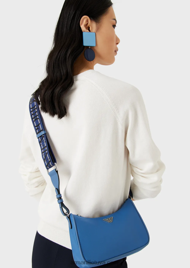 moterys žydros spalvos Armani Kelionių reikmenų perdirbtas nailoninis bageto krepšys 02482X592