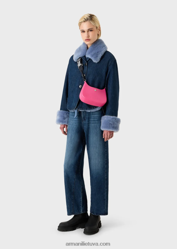 moterys žalias Armani Perdirbtas PVC guminis krepšys ant pečių 02482X647