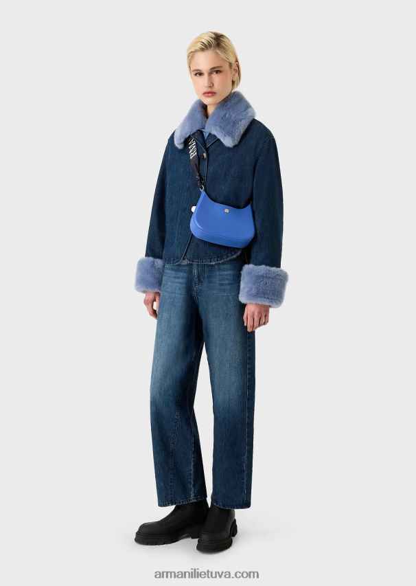 moterys baltas Armani Perdirbtas PVC guminis krepšys ant pečių 02482X649