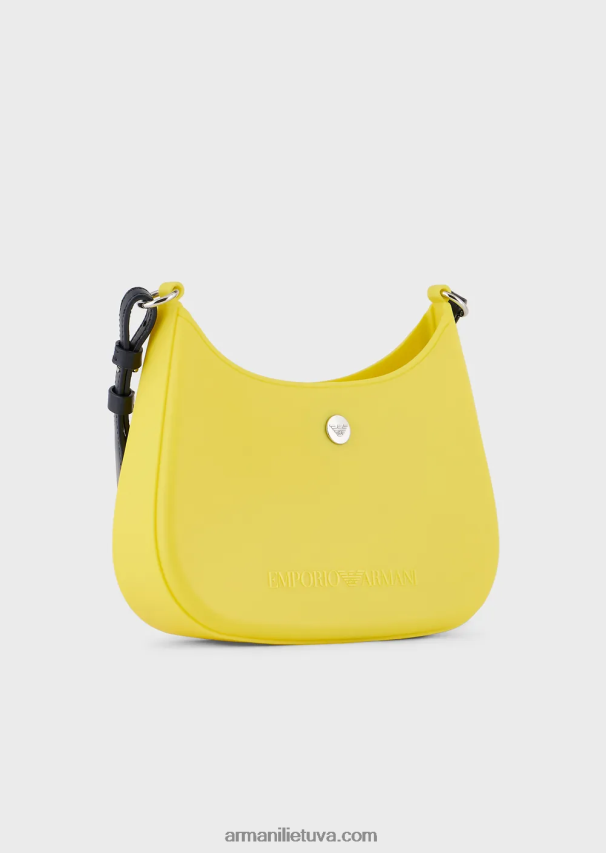 moterys geltona Armani Perdirbtas PVC guminis krepšys ant pečių 02482X645