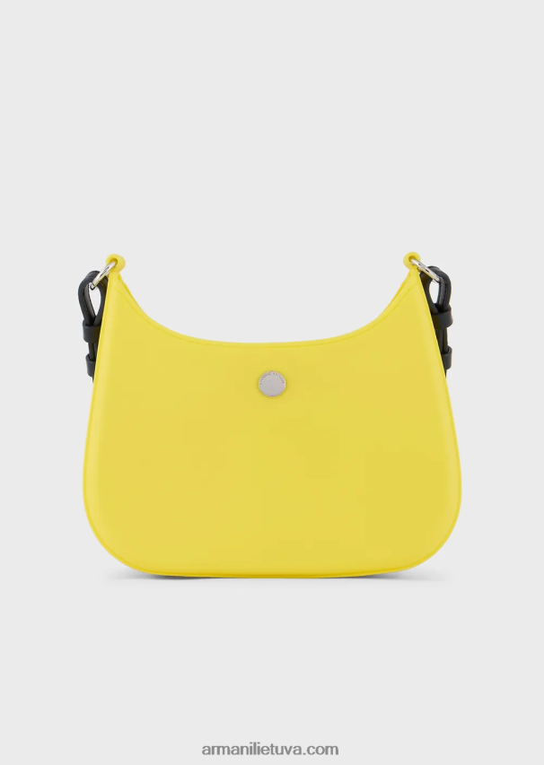 moterys geltona Armani Perdirbtas PVC guminis krepšys ant pečių 02482X645