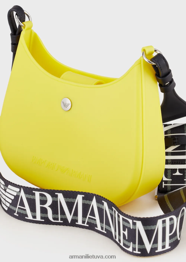 moterys geltona Armani Perdirbtas PVC guminis krepšys ant pečių 02482X645