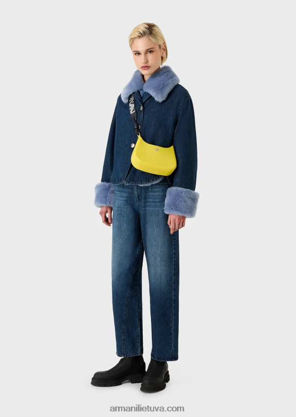 moterys geltona Armani Perdirbtas PVC guminis krepšys ant pečių 02482X645