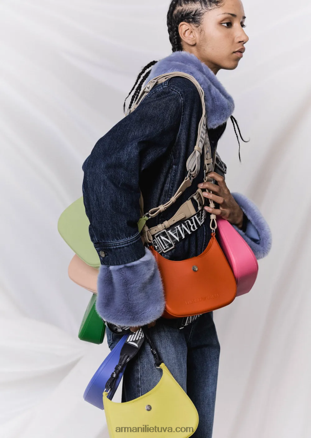 moterys geltona Armani Perdirbtas PVC guminis krepšys ant pečių 02482X645