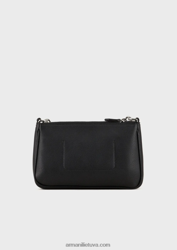 moterys juodas Armani elnio rašto dvigubas mini krepšys su petnešėlėmis 02482X651