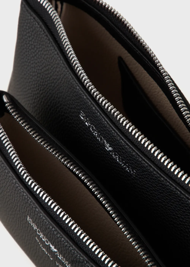 moterys juodas Armani elnio rašto dvigubas mini krepšys su petnešėlėmis 02482X651