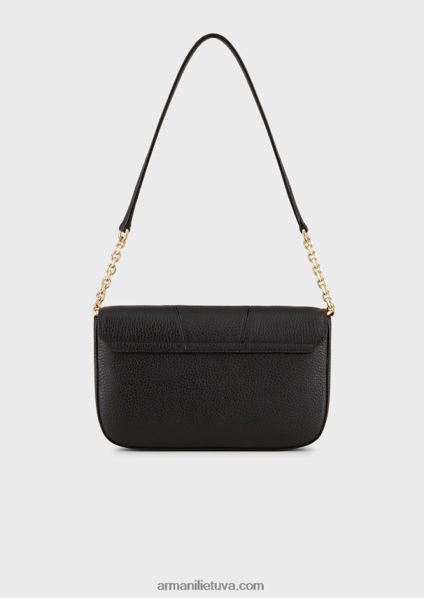 moterys juodas Armani elnio rašto odinis pečių krepšys su grandinės dirželiu 02482X640