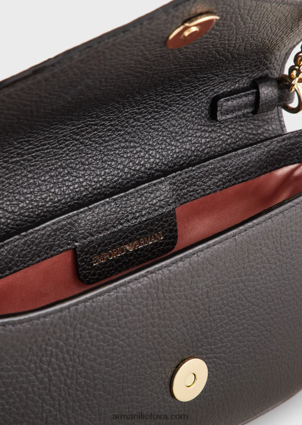 moterys juodas Armani elnio rašto odinis pečių krepšys su grandinės dirželiu 02482X640