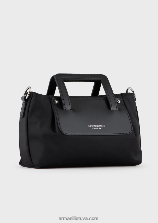 moterys juodas Armani maža satino-nailoninė rankinė su petnešėlėmis 02482X634