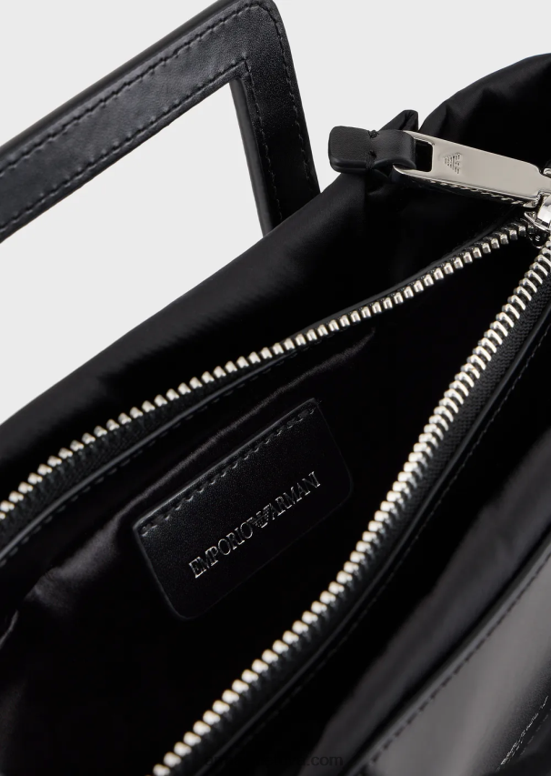 moterys juodas Armani maža satino-nailoninė rankinė su petnešėlėmis 02482X634