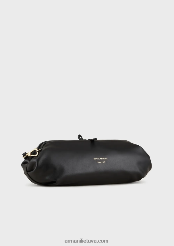 moterys juodas Armani odinis negabaritinis sankabos krepšys su petnešėlėmis 02482X638