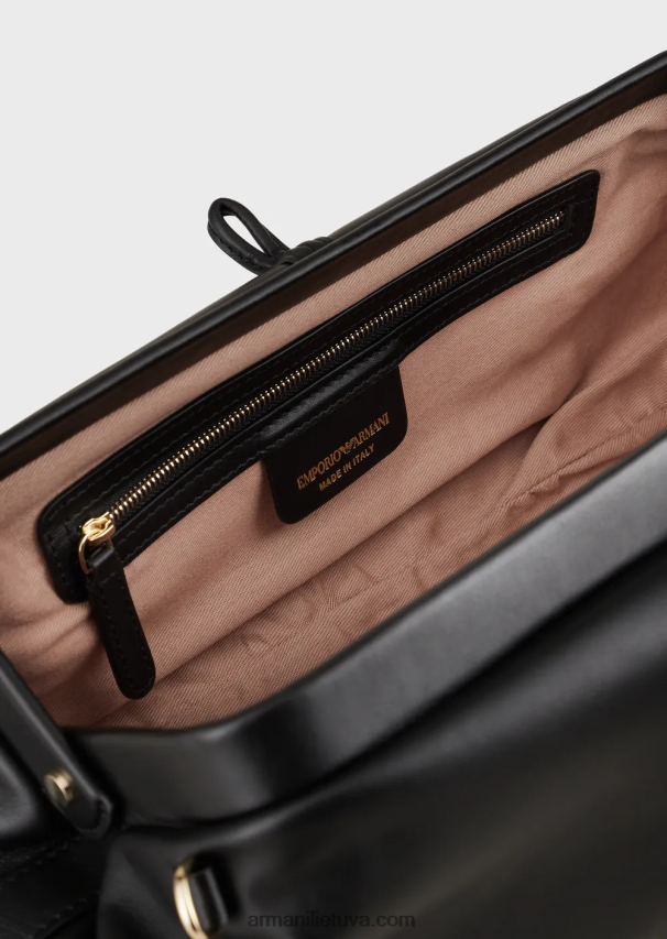 moterys juodas Armani odinis negabaritinis sankabos krepšys su petnešėlėmis 02482X638