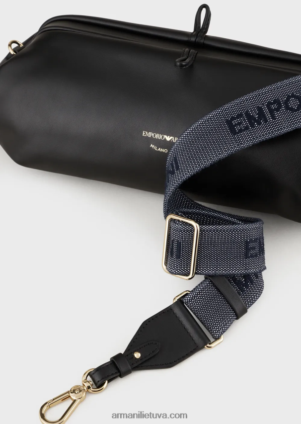 moterys juodas Armani odinis negabaritinis sankabos krepšys su petnešėlėmis 02482X638