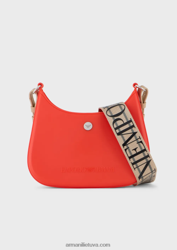 moterys raudona Armani Perdirbtas PVC guminis krepšys ant pečių 02482X643