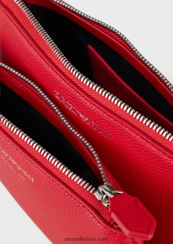 moterys raudona Armani elnio rašto dvigubas mini krepšys su petnešėlėmis 02482X653
