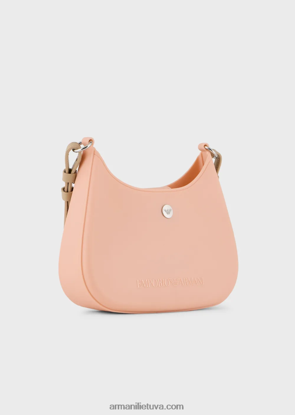 moterys rožinis Armani Perdirbtas PVC guminis krepšys ant pečių 02482X642